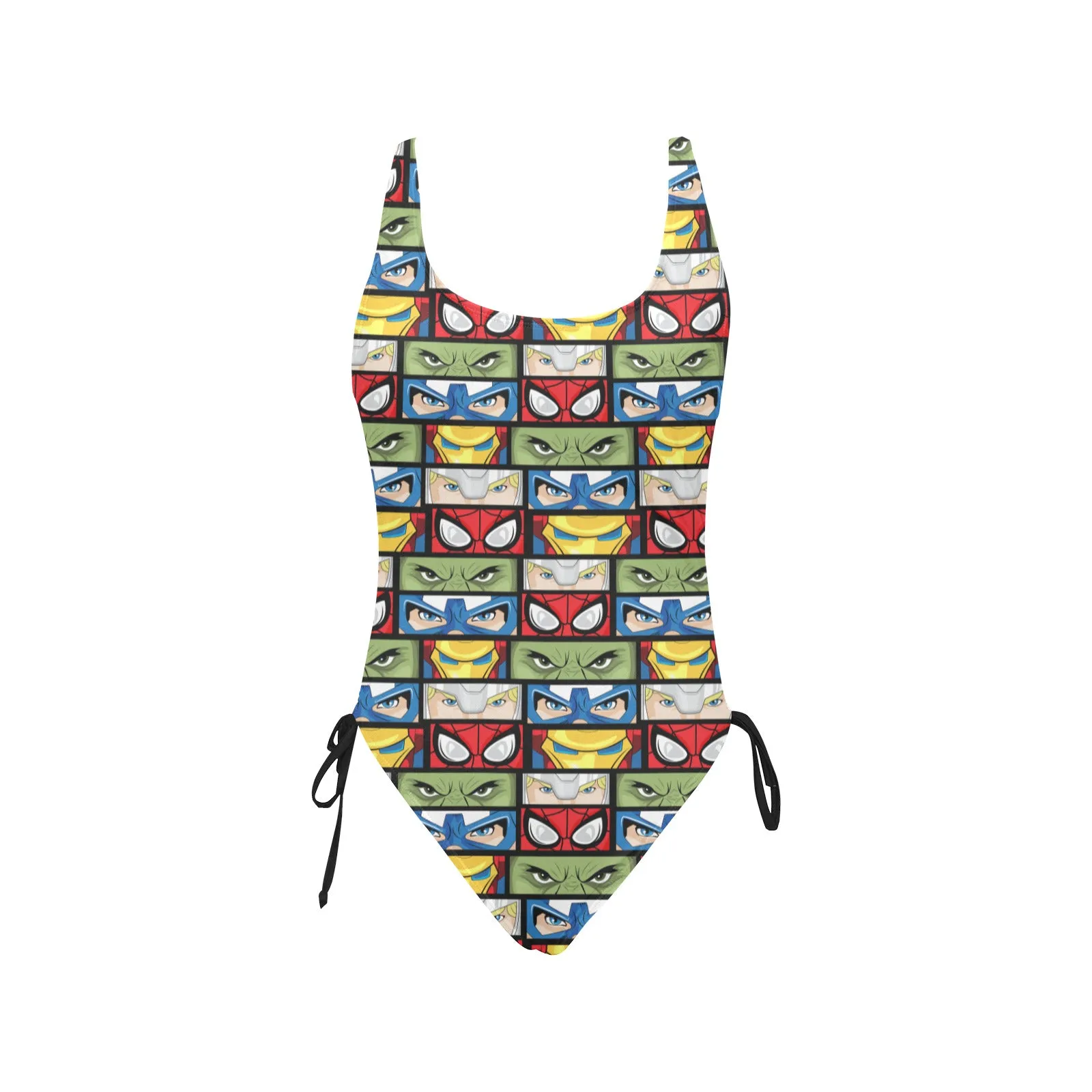 Super Heroes Eyes Drawstring Side Women's One-Piece Swimsuit