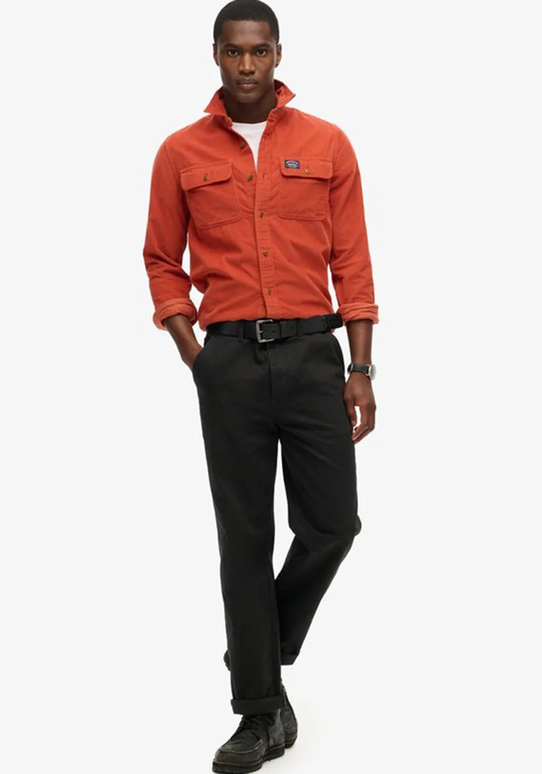 Superdry Trailsman Corduroy Workwear Shirt, Burnt Orange