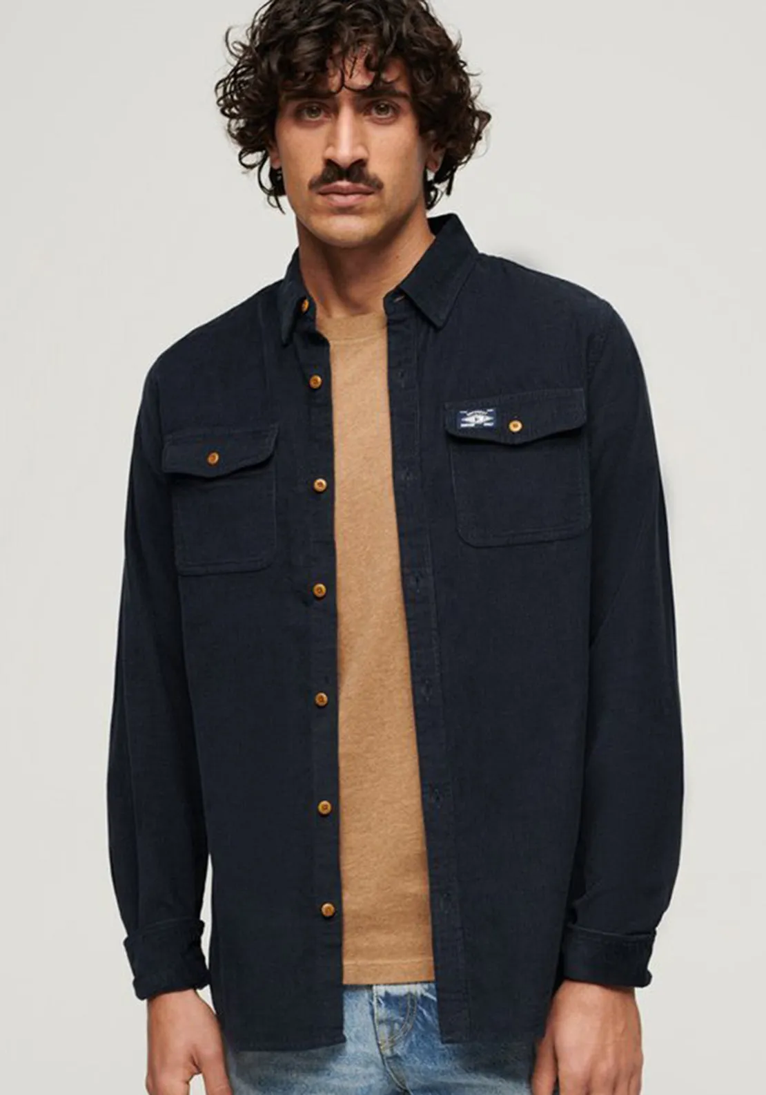 Superdry Trailsman Corduroy Workwear Shirt, Eclipse Navy