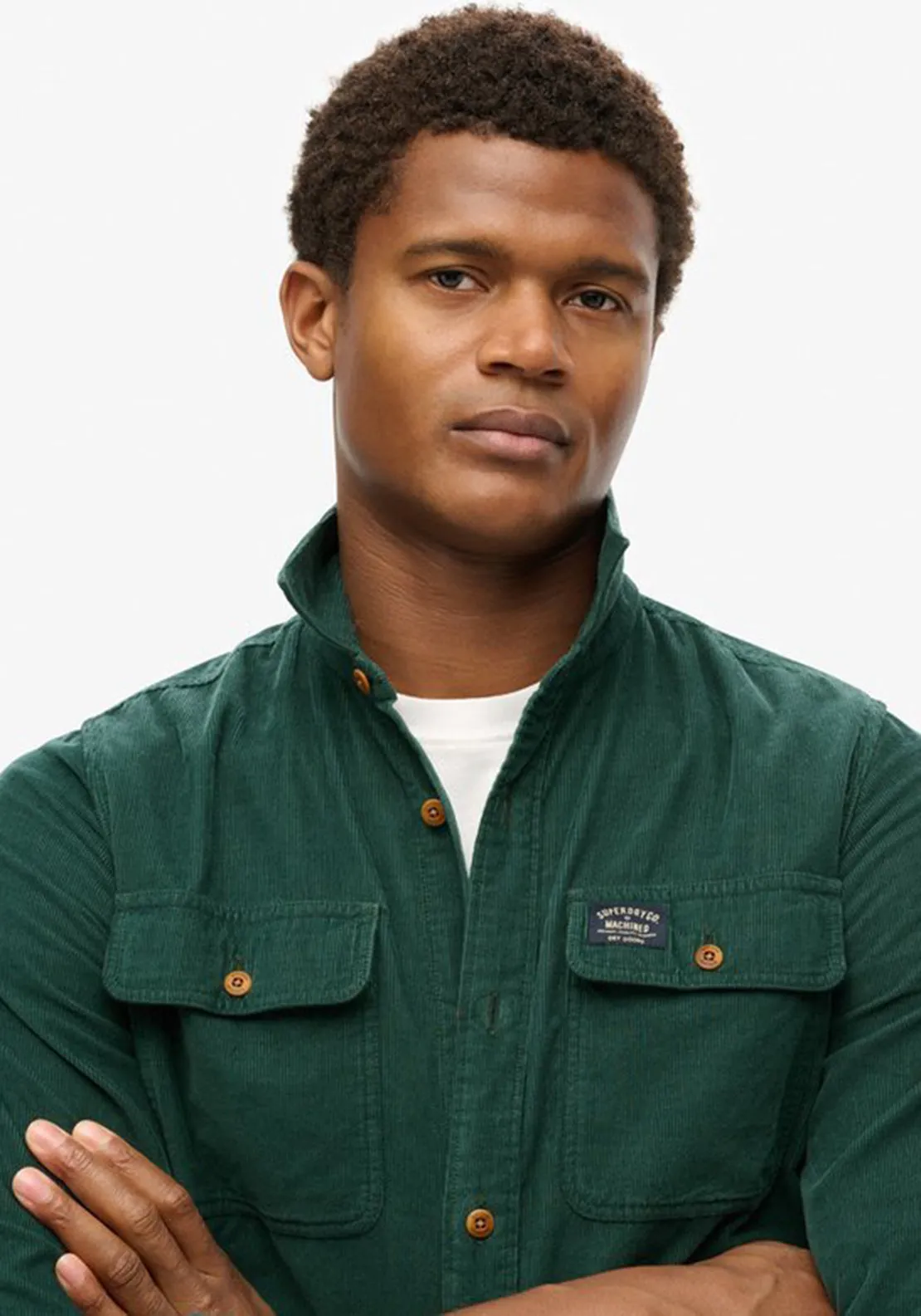 Superdry Trailsman Corduroy Workwear Shirt, Pine Green