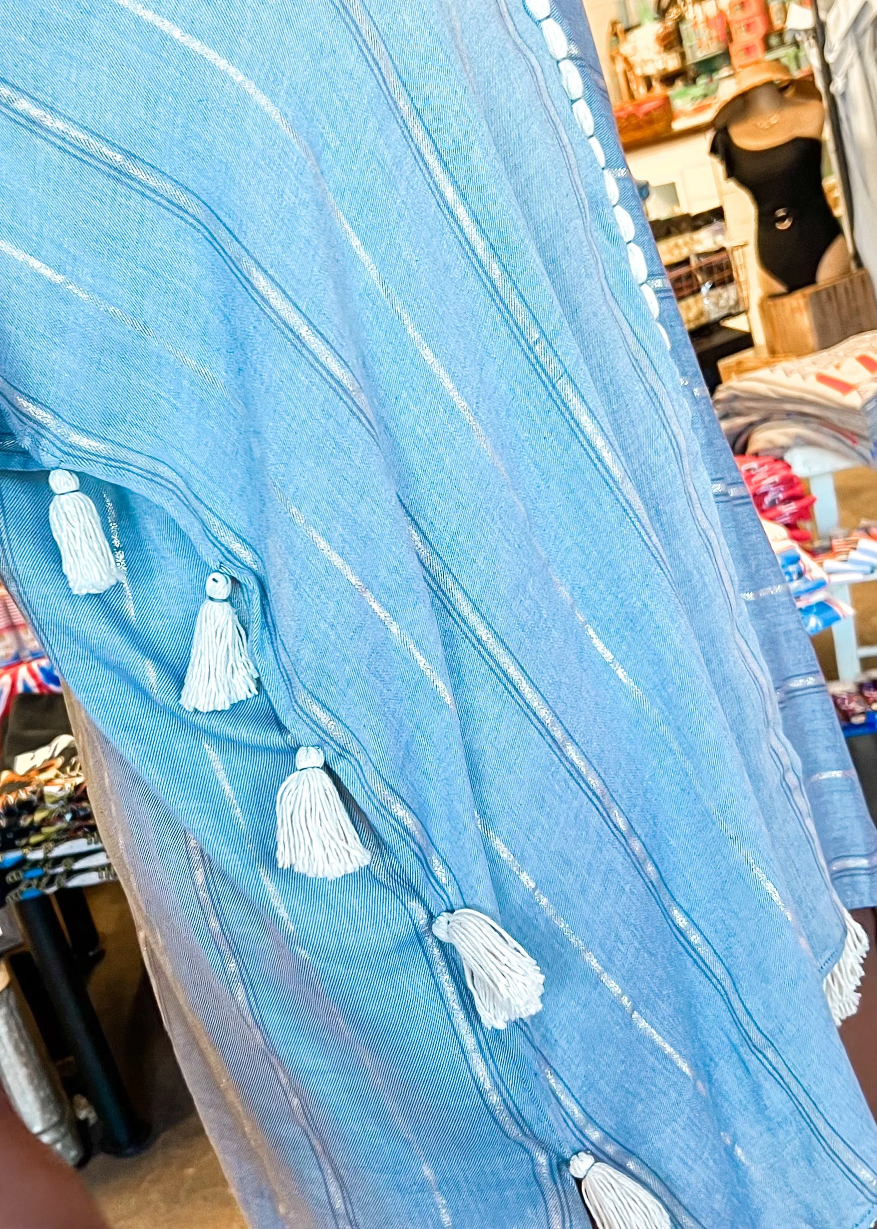 SURF GYPSY Denim Coverup With Tassles