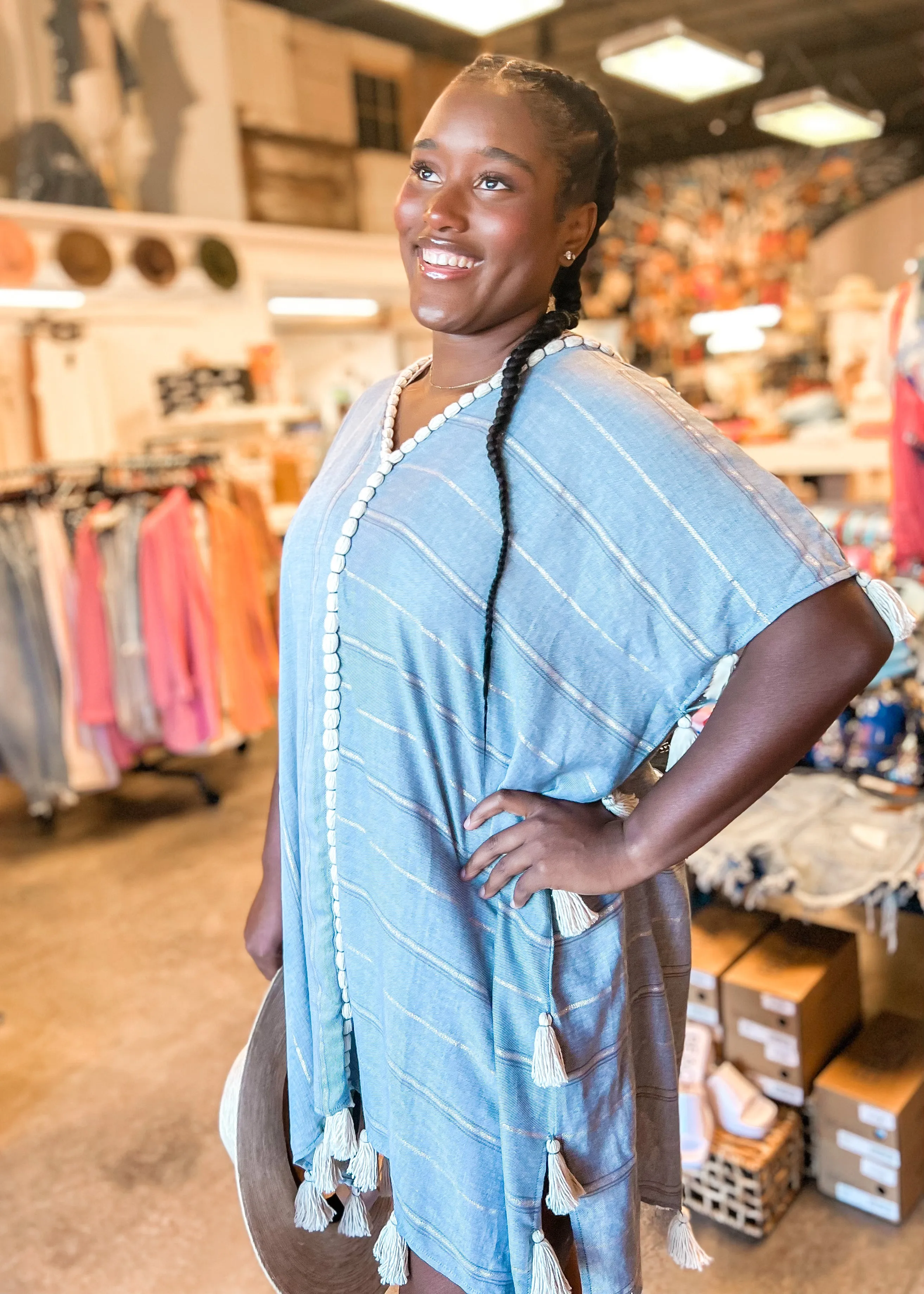 SURF GYPSY Denim Coverup With Tassles