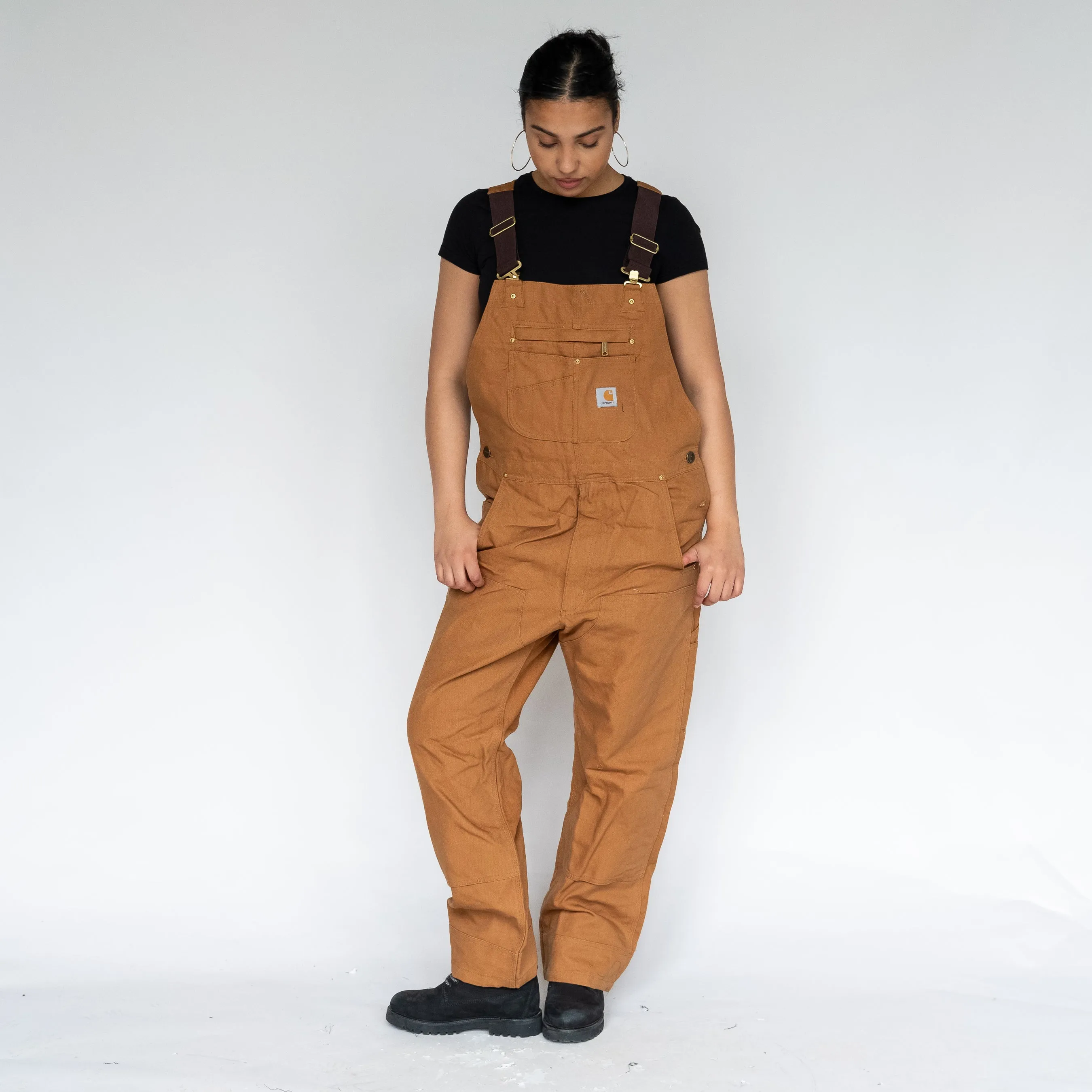 TAN Y2KS CARHARTT DEADSTOCK DENIM BAGGY DUNGAREES (