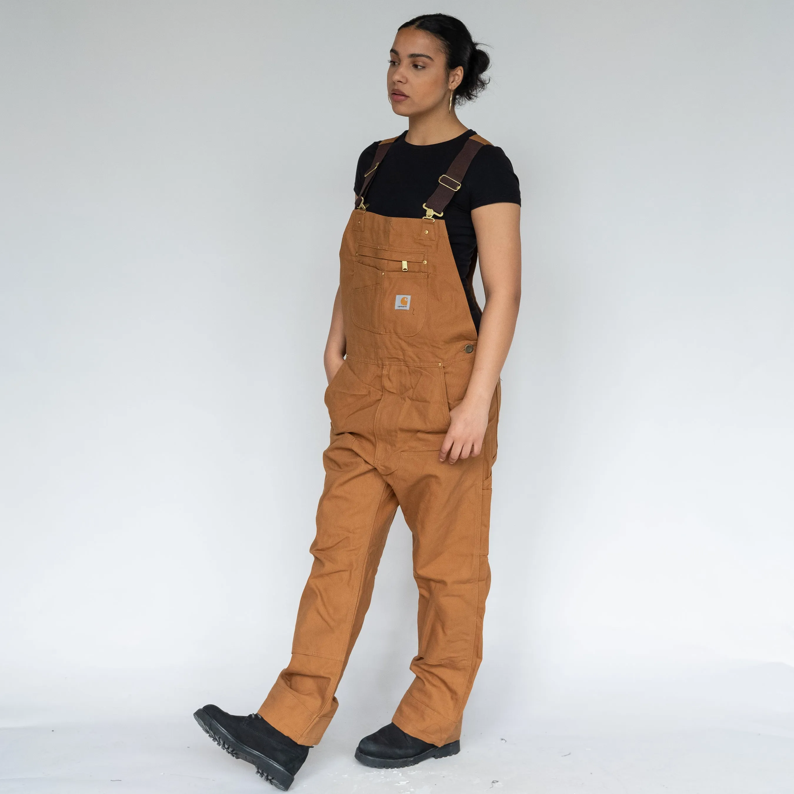 TAN Y2KS CARHARTT DEADSTOCK DENIM BAGGY DUNGAREES (