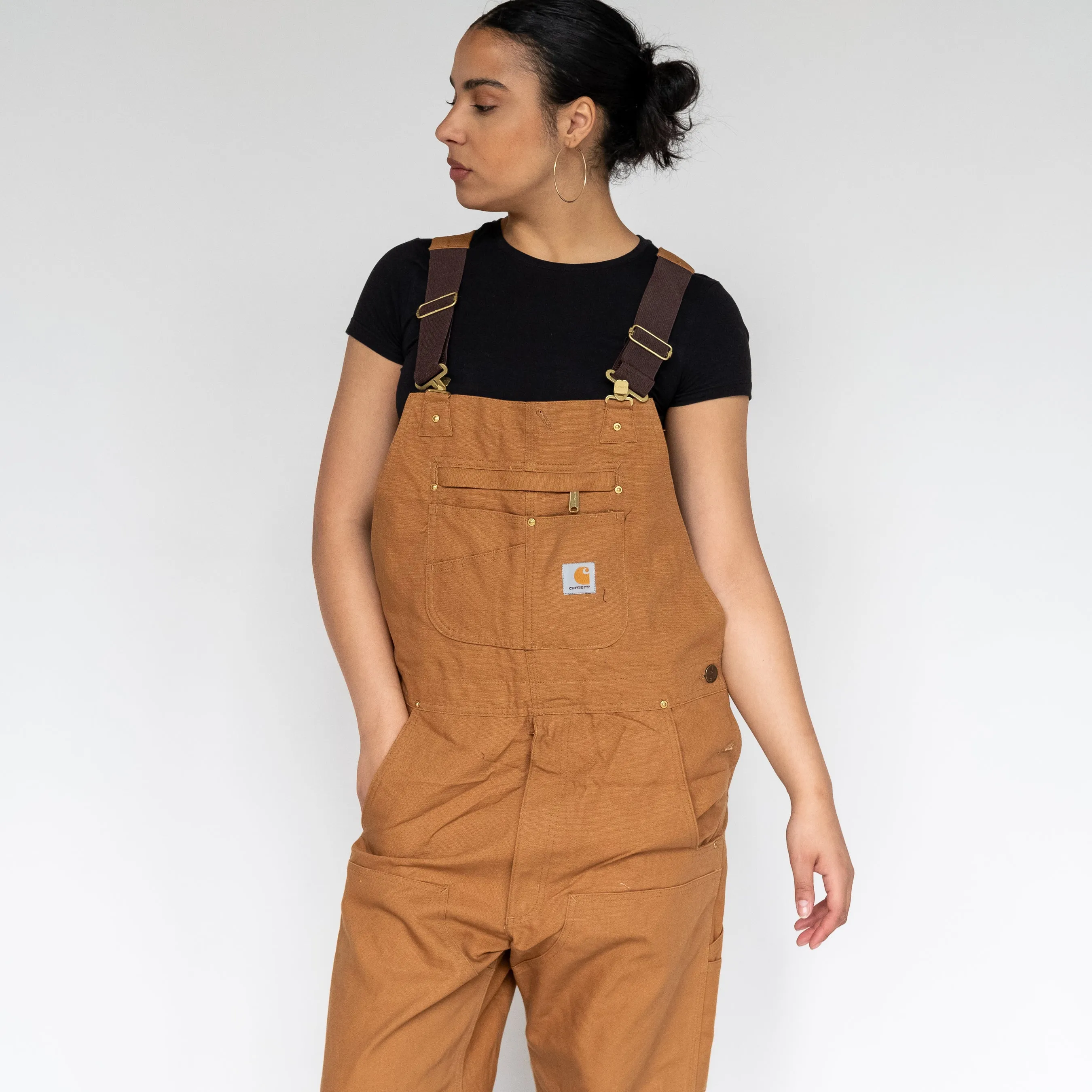 TAN Y2KS CARHARTT DEADSTOCK DENIM BAGGY DUNGAREES (