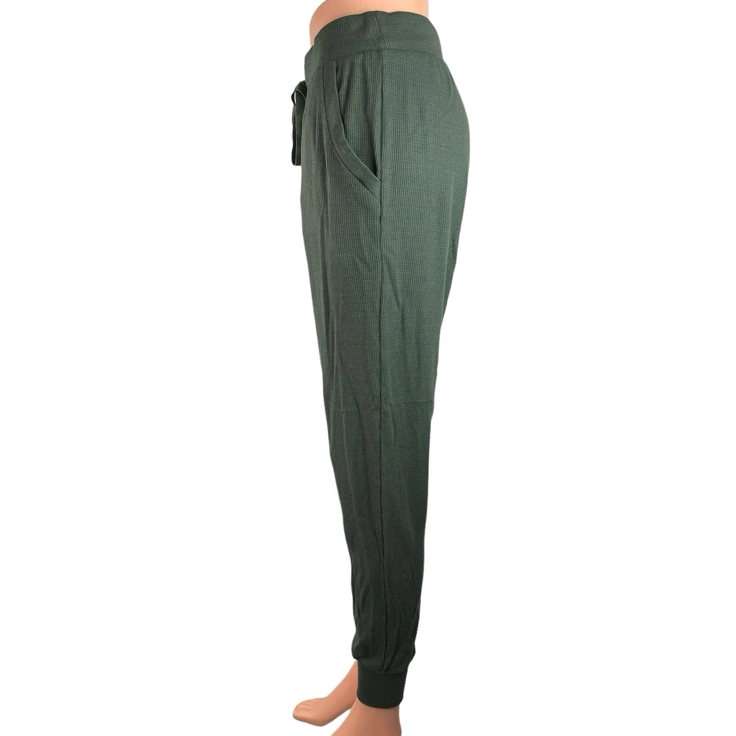 Terez Green High Rise Drawstring Waffle Knit Athleisure Jogger Pants Size S