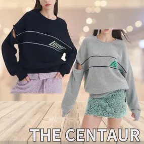 THE CENTAUR  |Crew Neck Casual Style Wool Nylon Long Sleeves Plain