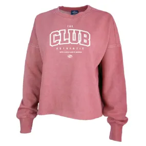 The Club Authentic Women's Distressed Boxy Sweatshirt - Washed Red