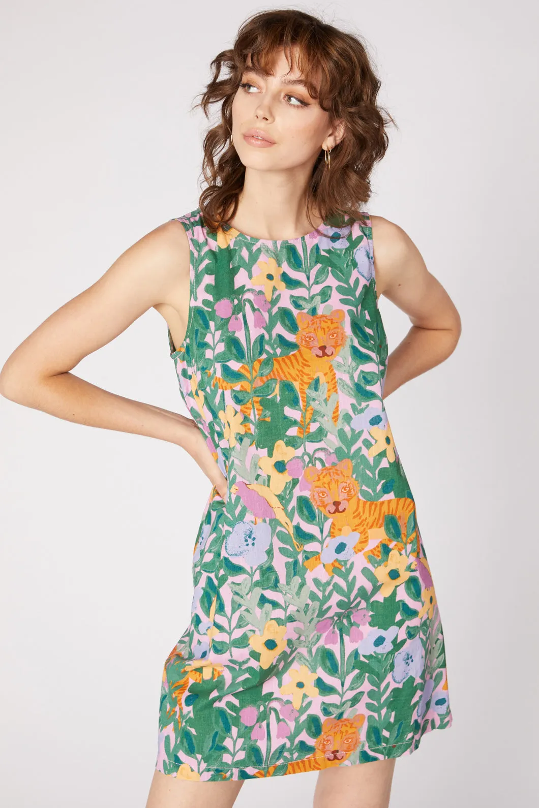 Tiger In The Jungle Sleeveless Shift Dress