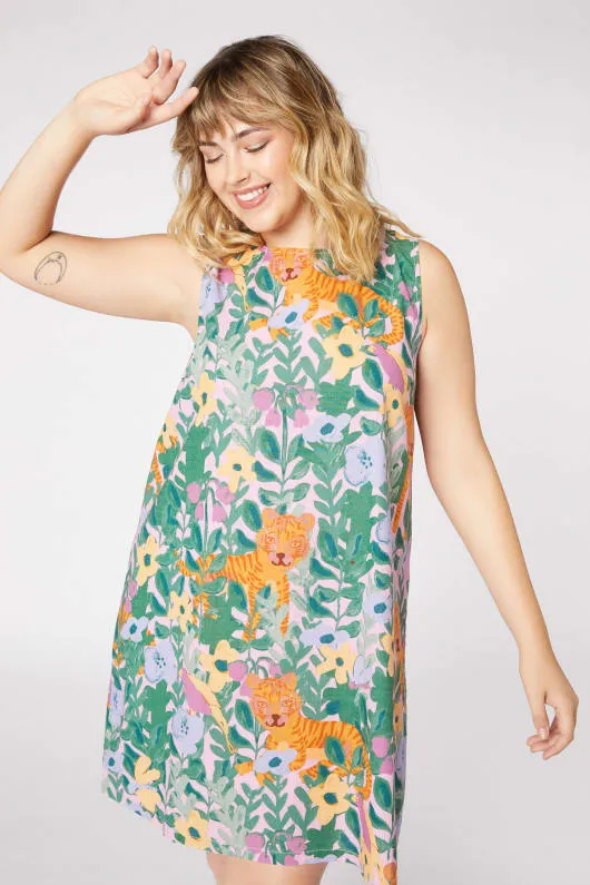 Tiger In The Jungle Sleeveless Shift Dress