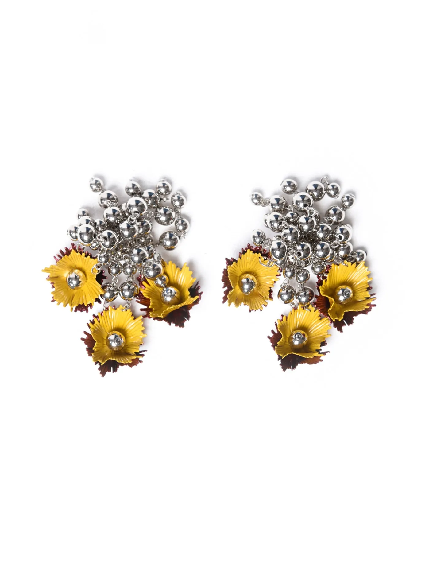 Toga Pulla Flower Motif Earrings Yellow