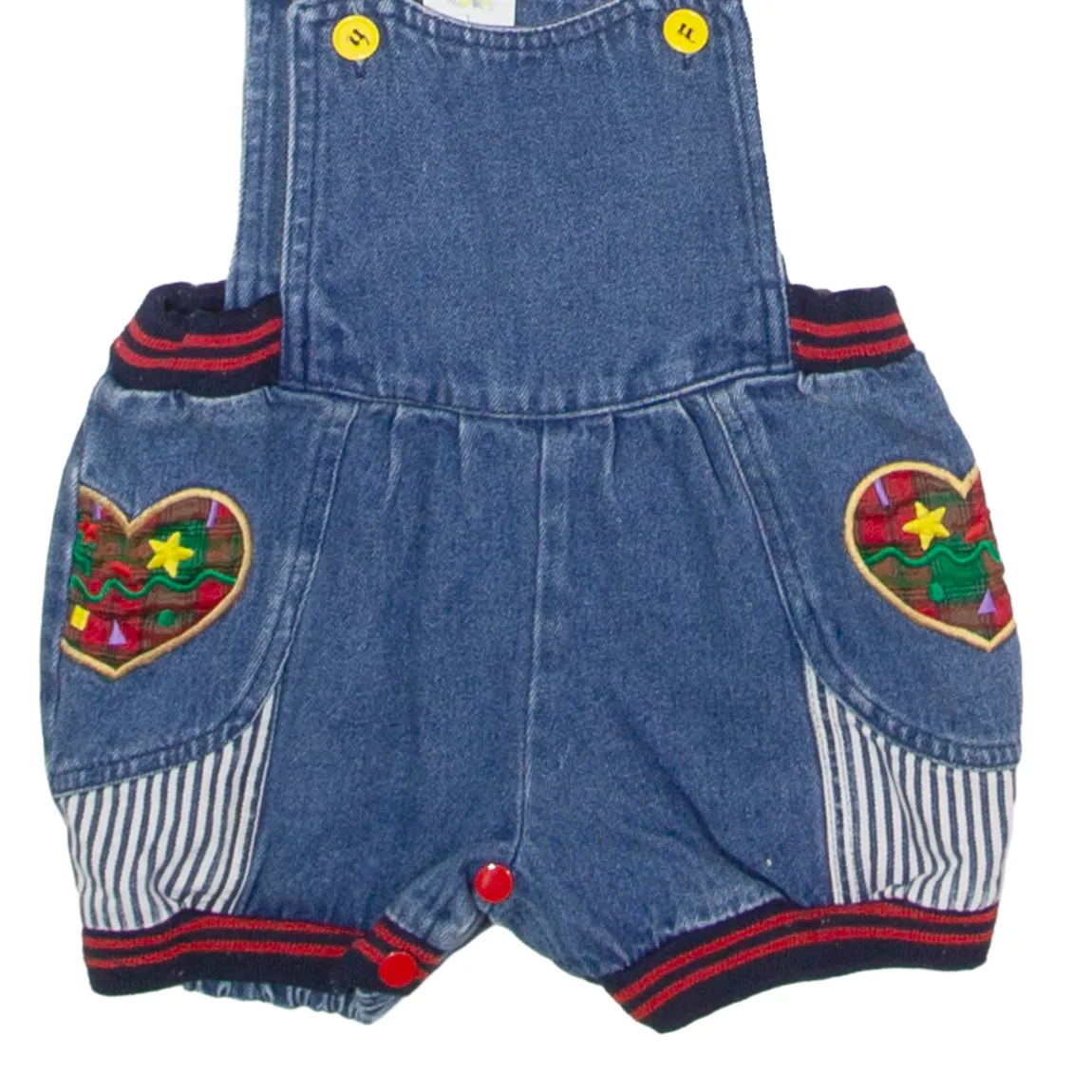 TOPWAY Girls Dungarees Blue Regular Denim 90s Patchwork ONE SIZE W22 L2