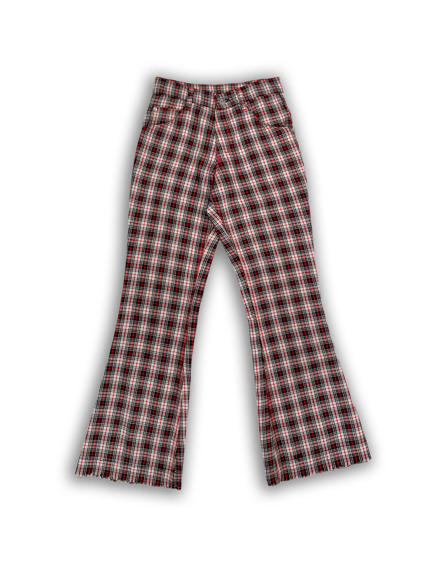 TOUGHSKINS BLACK AND RED PLAID KICK FLARES (W28 L29)