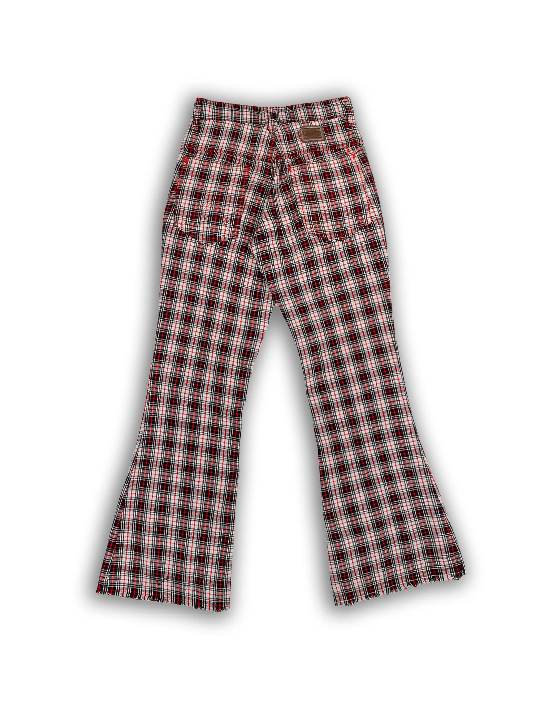 TOUGHSKINS BLACK AND RED PLAID KICK FLARES (W28 L29)