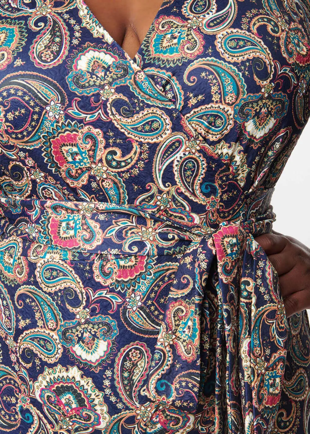 Unique Vintage Flare Paisley 70's Jumpsuit Navy