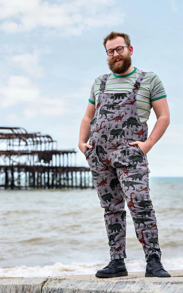 Unisex Dinosaur dungarees