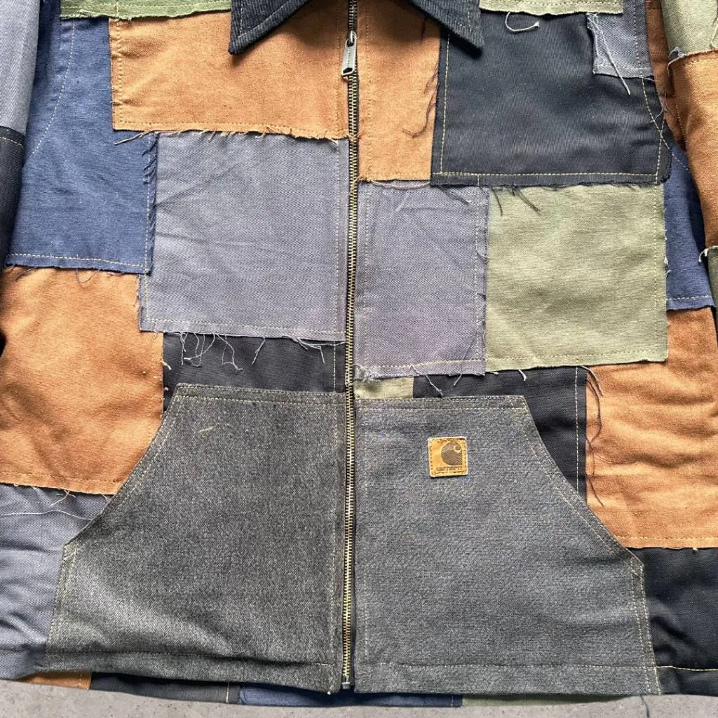 Upcycled Carhartt Raw Patchwork Jacket - Detroit Collar