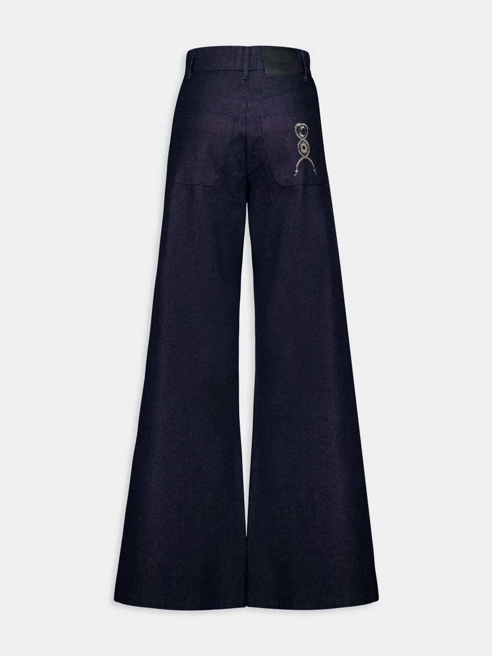 Uranus Embroidered High-Rise Flared Jeans