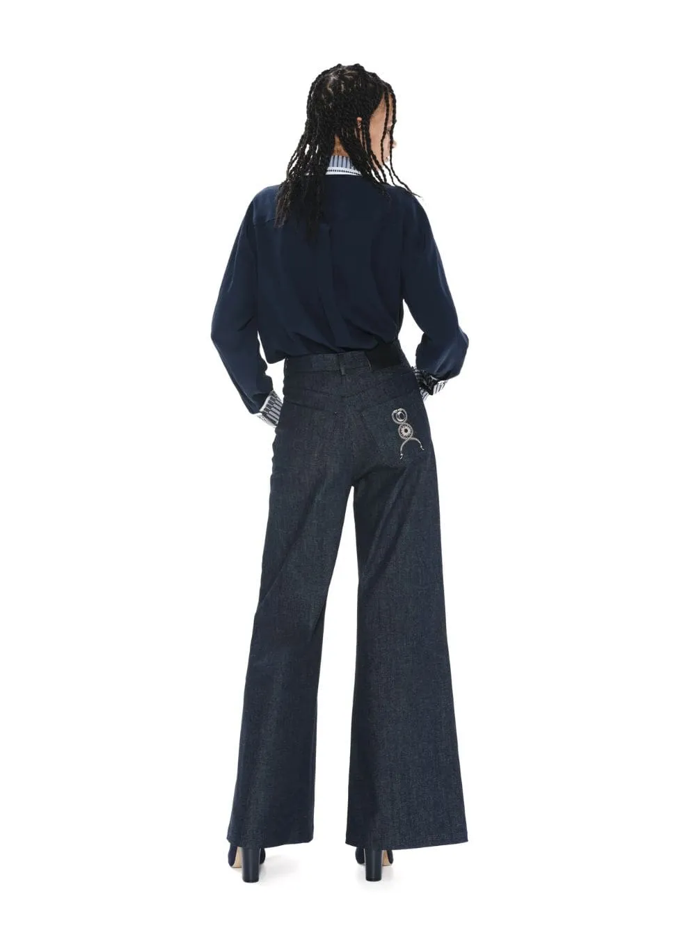 Uranus Embroidered High-Rise Flared Jeans