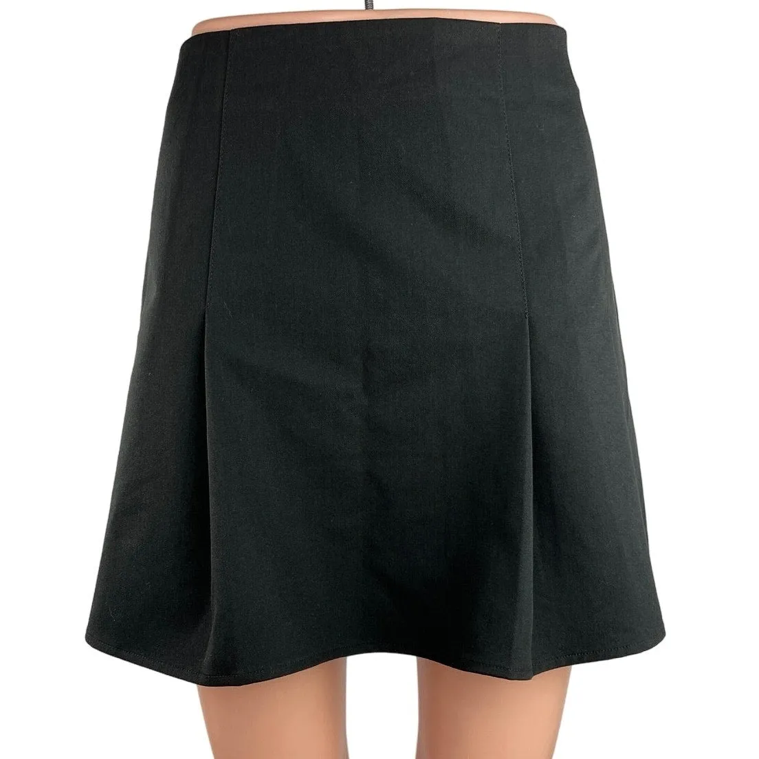 Urban Outfitters Motel Black Pleated Front Zipper A-Line Flare Mini Skirt Size S