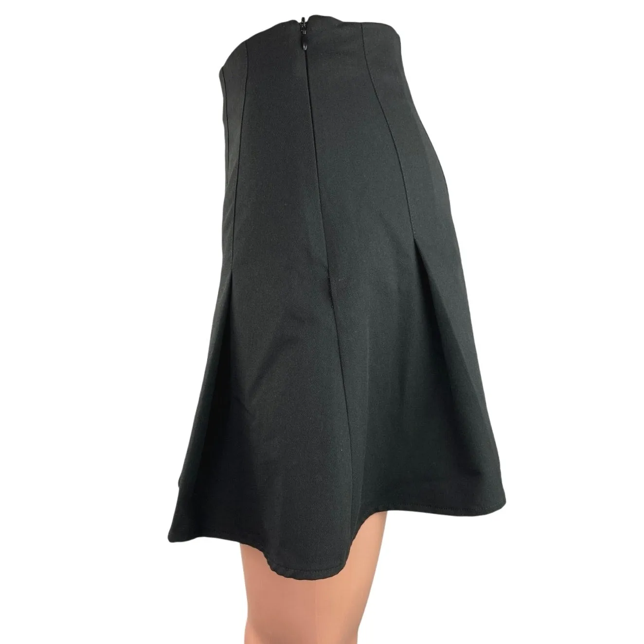 Urban Outfitters Motel Black Pleated Front Zipper A-Line Flare Mini Skirt Size S