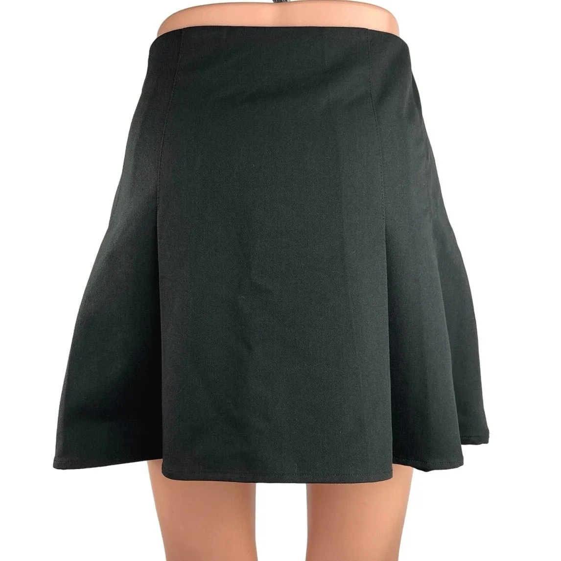 Urban Outfitters Motel Black Pleated Front Zipper A-Line Flare Mini Skirt Size S