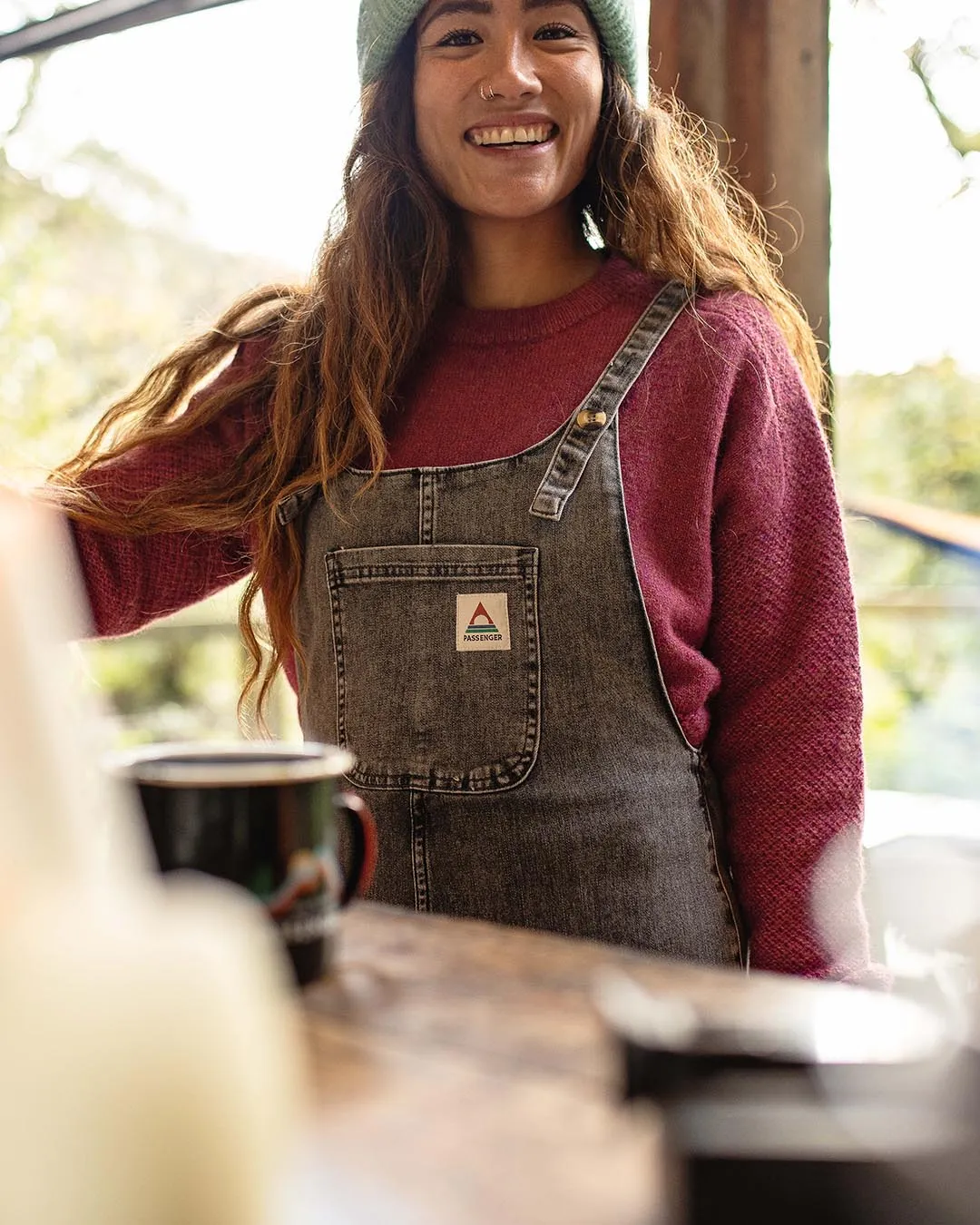 Verglass Dungarees - Washed Black Denim