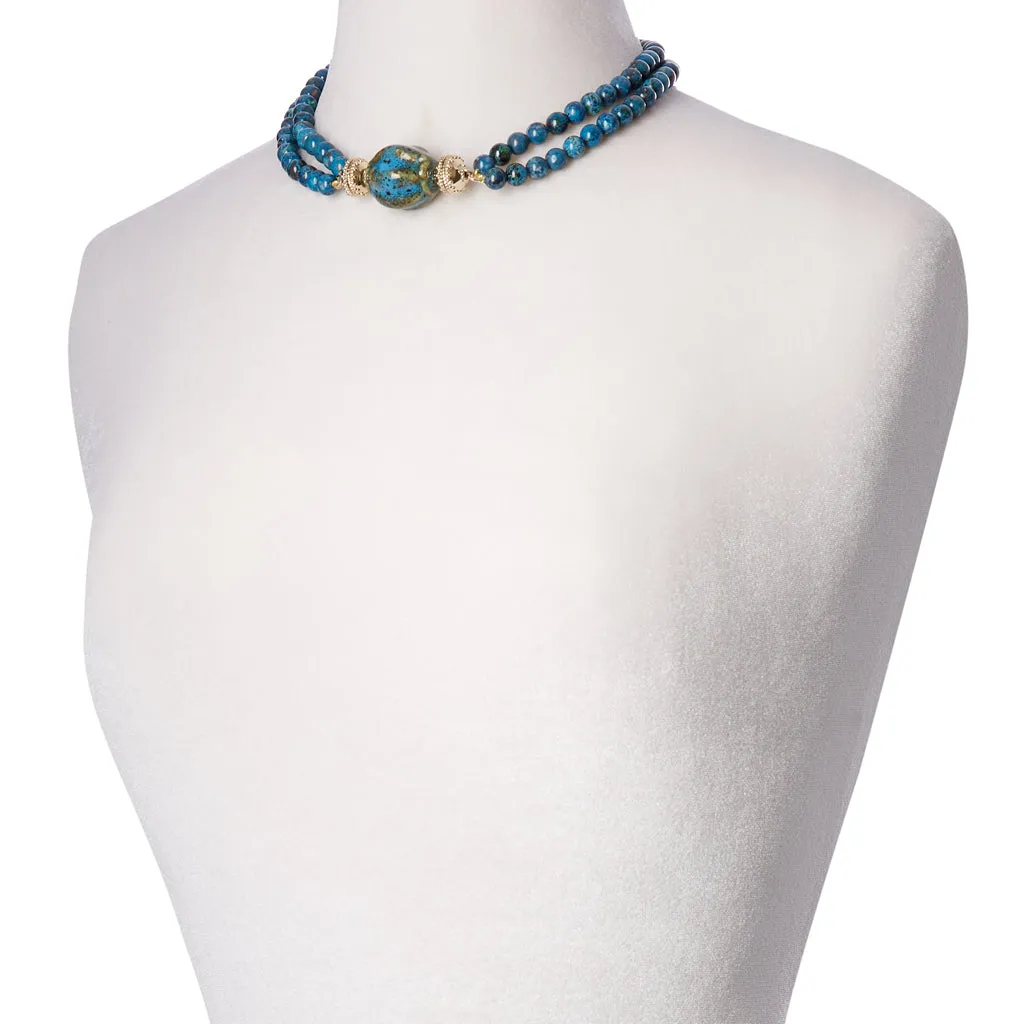 Victoire Chrysocola 8mm Double Strand Necklace