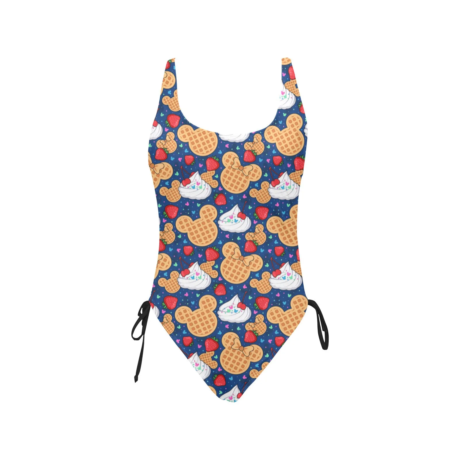 Waffles Drawstring Side Women's One-Piece Swimsuit