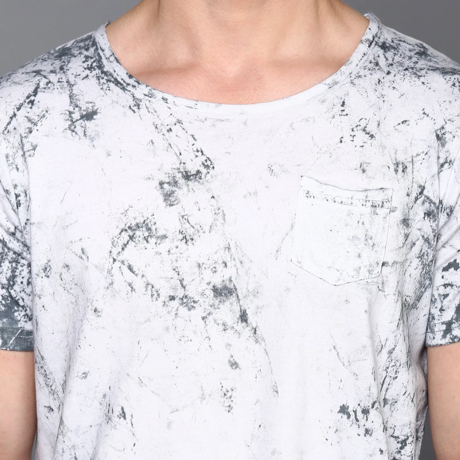 White Cloud Wash Basic Crew Neck T-Shirt