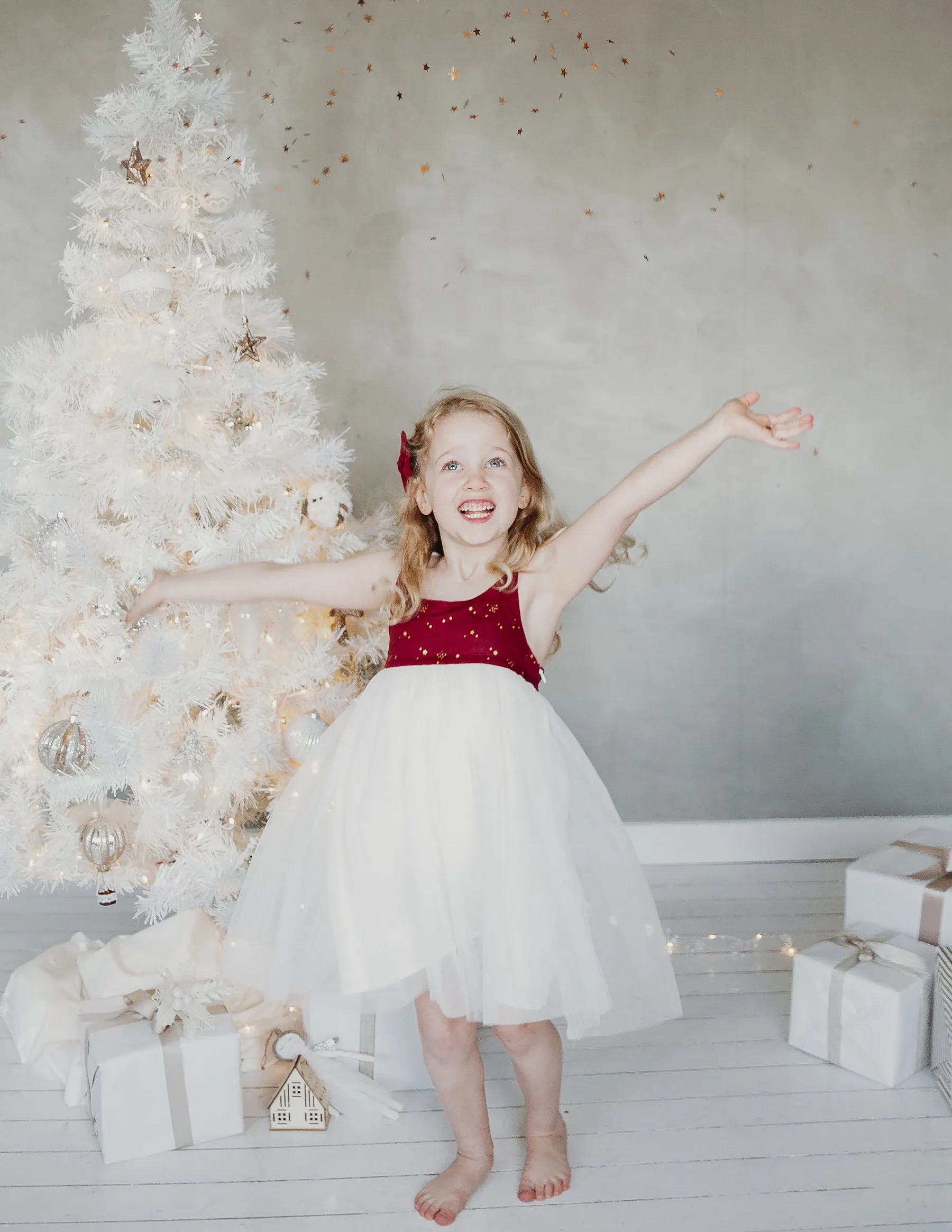 Willa Linen Tutu Dress - Golden Stars