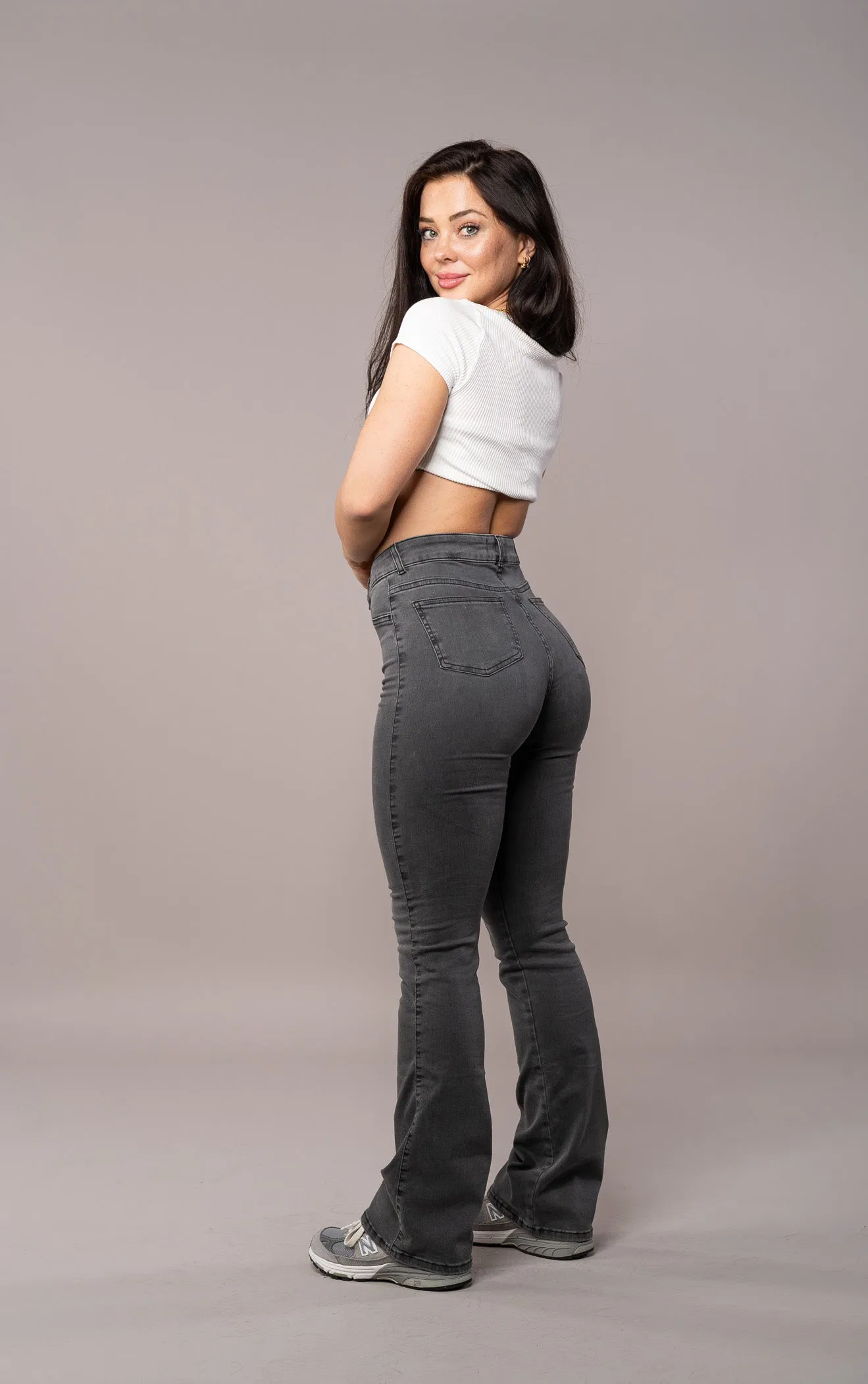 Womens Flared Fitjeans - Grey