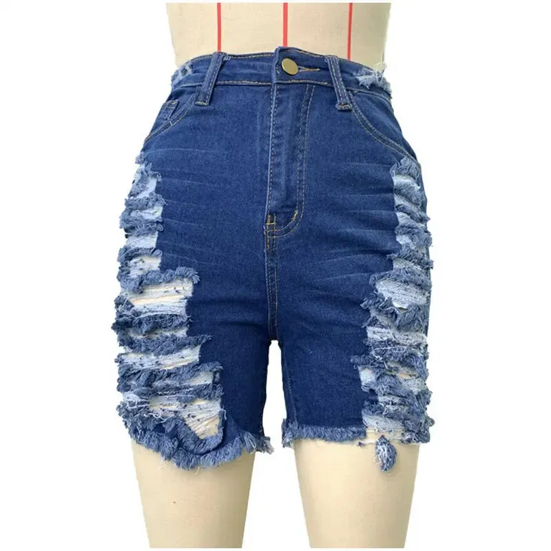 Women's Summer Sexy Ripped Hole Stretchy High Waist Skinny Shorts