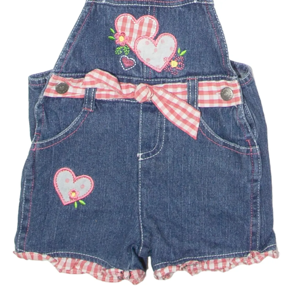 YOUNG HEARTS Girls Dungarees Blue Regular Denim 90s 2-3Y W20 L1