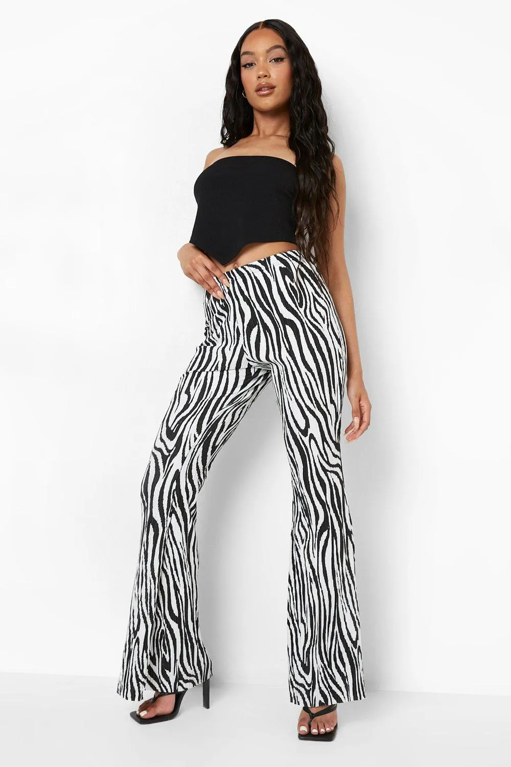 Zebra Plisse Textured Flares